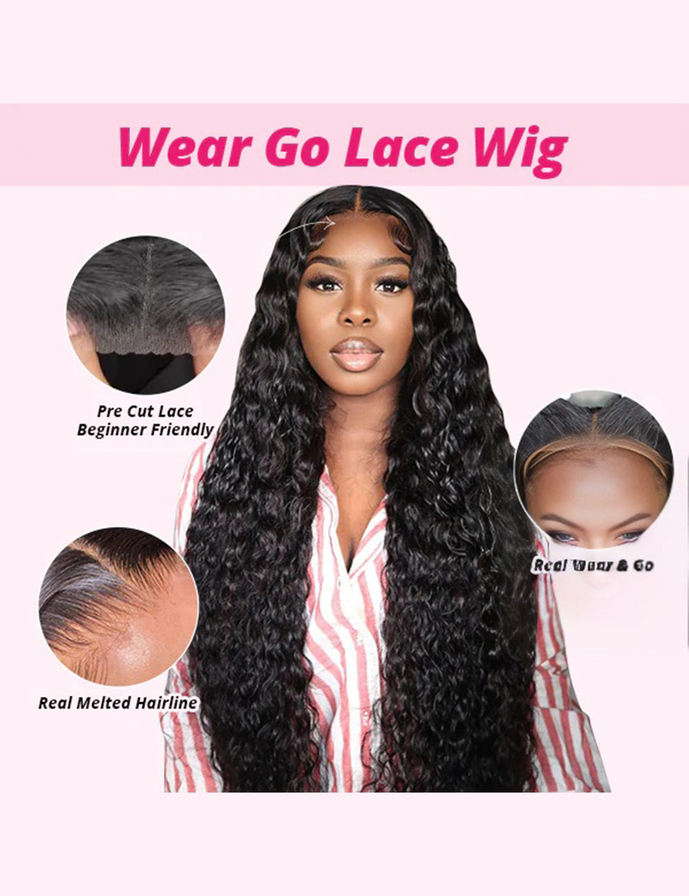 Invisible Knots HD Lace Water Wave Human Hair Wigs Pre Cut Wigs Glueless Wig Pre Plucked-3