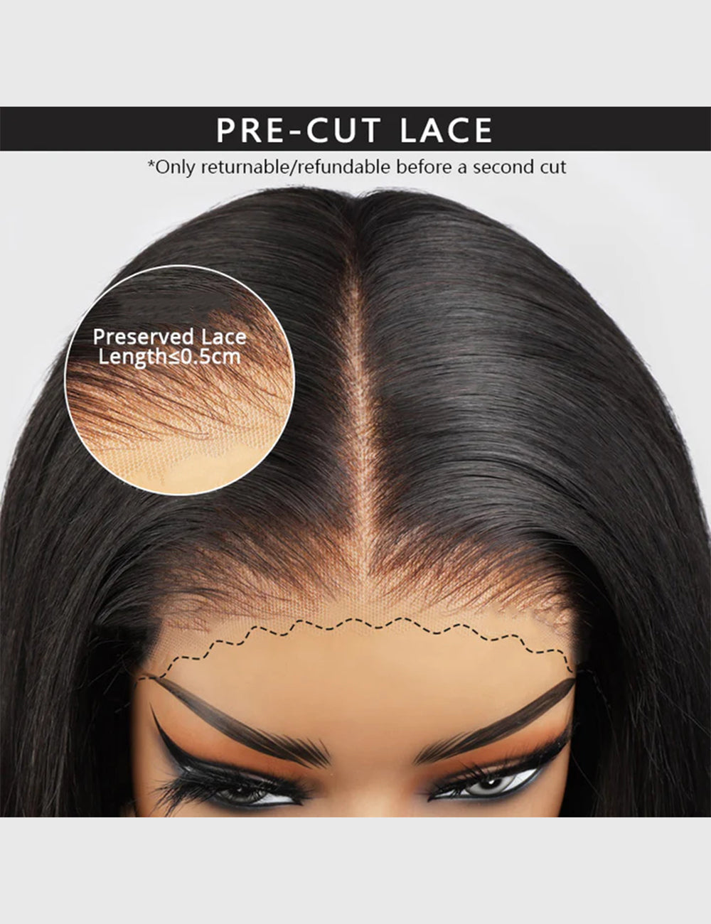 Invisible Knots Kinky Straight Human Hair Wigs Glueless Wigs Natural Hairline Pre Cut Wigs 5x5 HD Lace Closure Wig-6