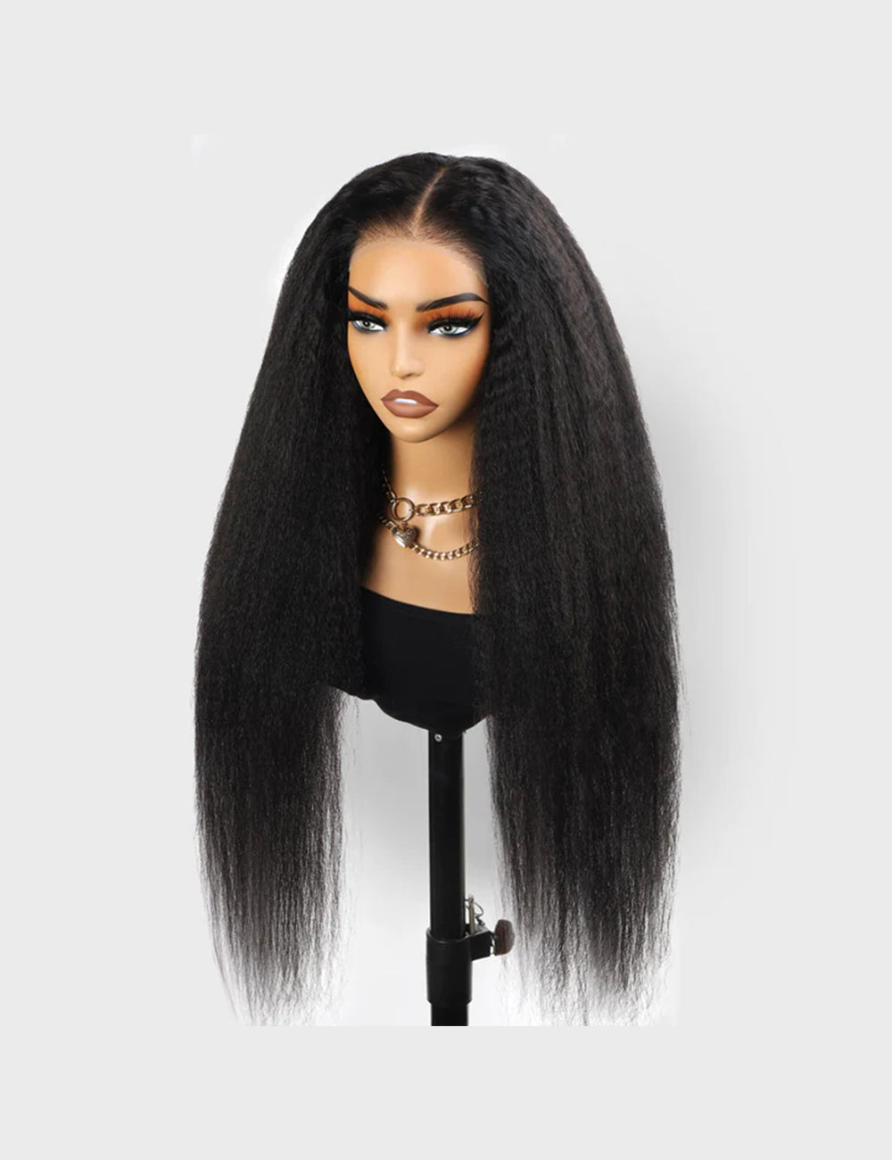 Invisible Knots Kinky Straight Human Hair Wigs Glueless Wigs Natural Invisible Knots Kinky Straight Human Hair Wigs Glueless Wigs Natural Hairline Pre Cut Wigs 5x5 HD Lace Closure Wig-9