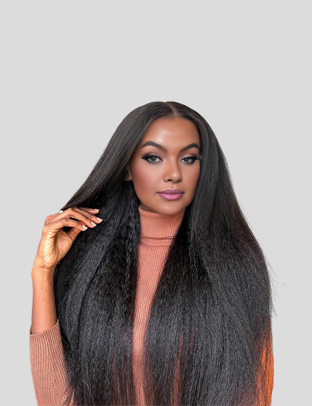 Invisible Knots Kinky Straight Human Hair Wigs Glueless Wigs Natural Hairline Pre Cut Wigs 5x5 HD Lace Closure Wig