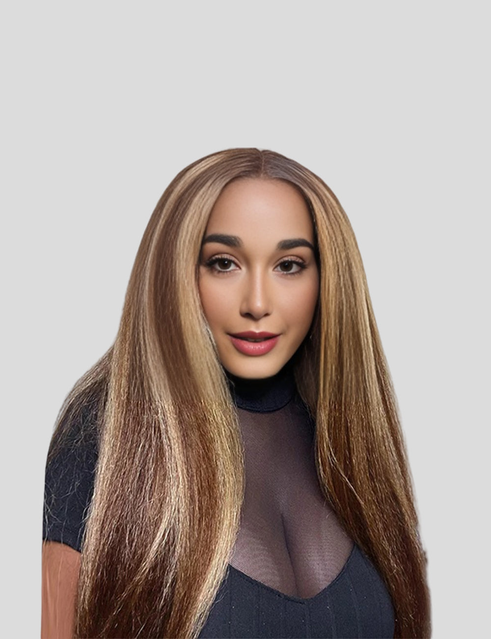 Invisible Knots Kinky Straight Wear Go Glueless Wigs Pre Plucked P4/27 Highlighted Lace Frontal Wig Pre Cut Wigs-1