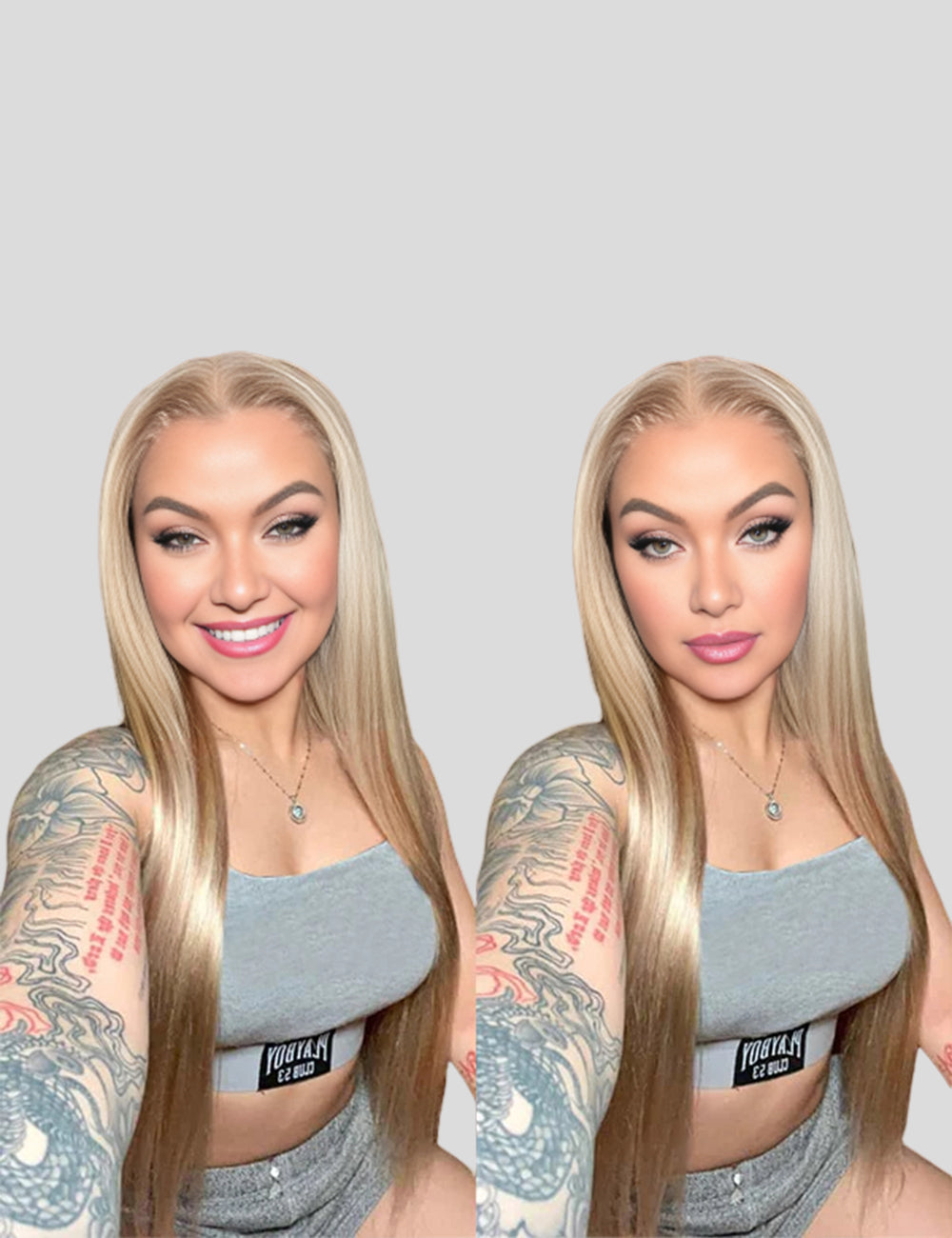 Invisible Knots P10/613 Blonde With Brown Highlights Straight HD Lace Wear Go Human Hair Wigs-2