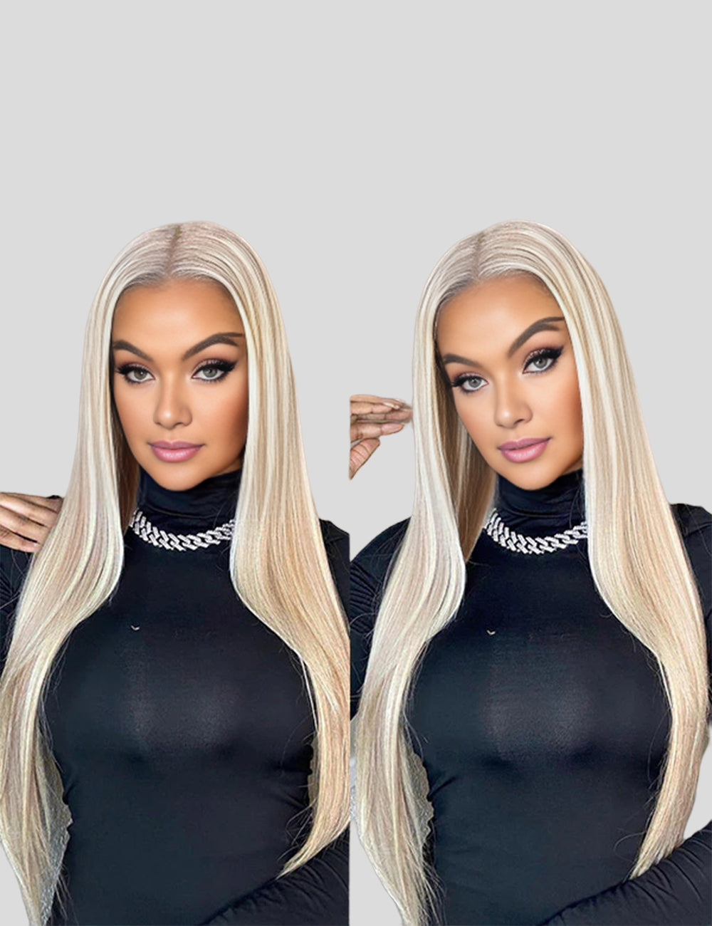 Invisible Knots P10/613 Blonde With Brown Highlights Straight HD Lace Wear Go Human Hair Wigs-4