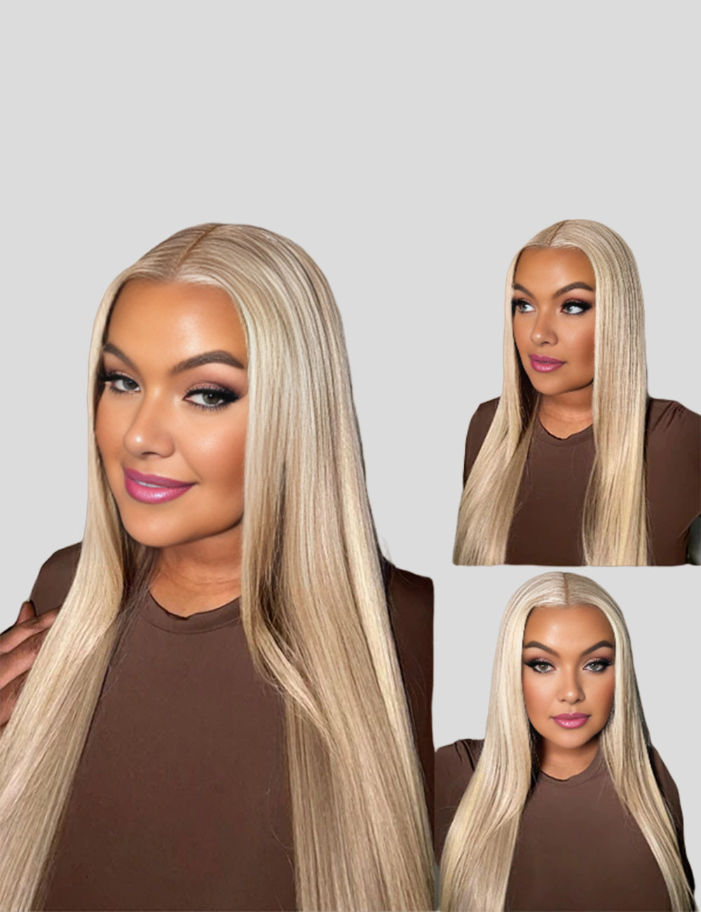 Invisible Knots P10/613 Blonde With Brown Highlights Straight HD Lace Wear Go Human Hair Wigs-5