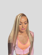 Invisible Knots P4/613 Brown With Blonde Highlighted Glueless Human Hair Wig Straight Hair Wigs-1