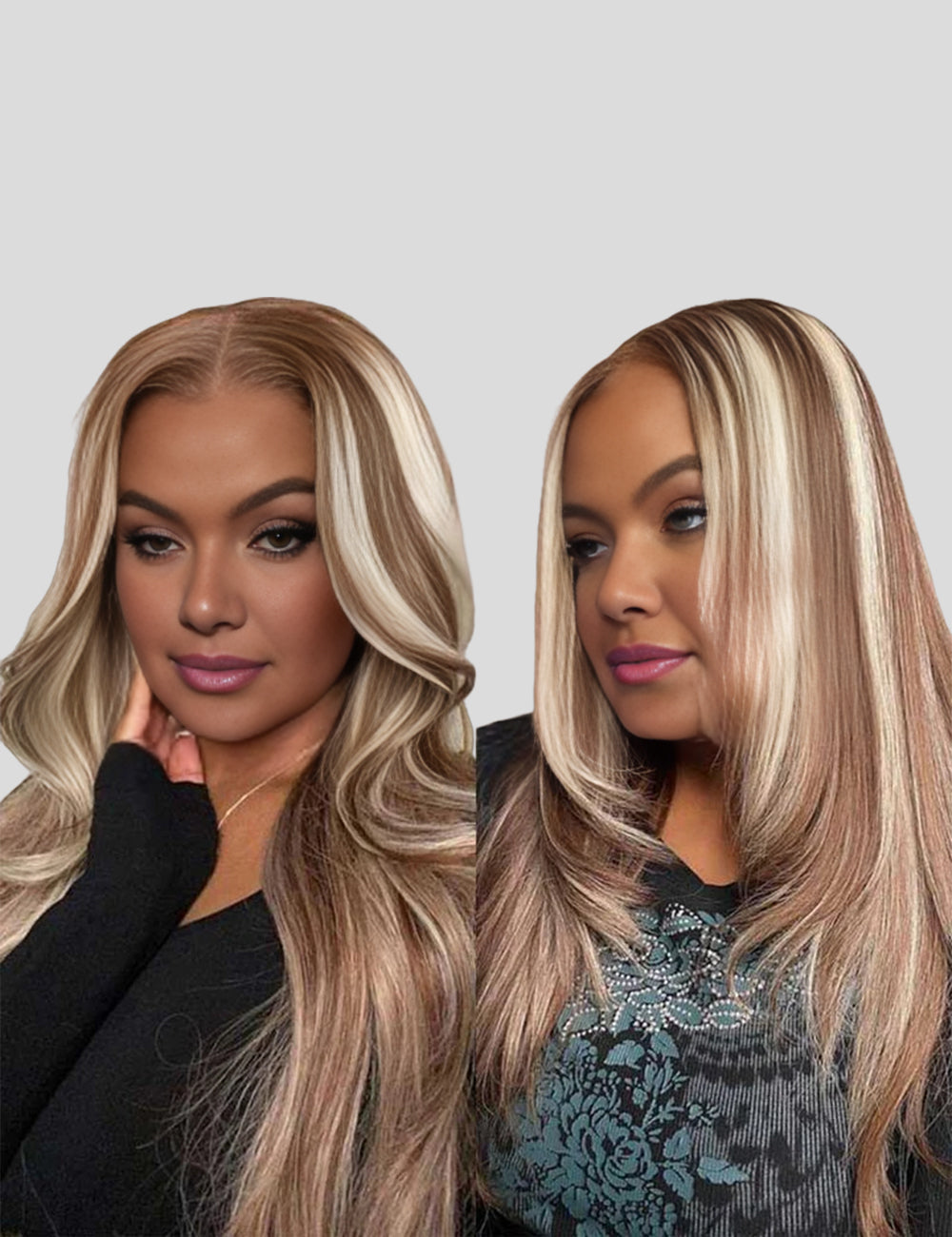 Invisible Knots P4/613 Brown With Blonde Highlighted Glueless Human Hair Wig Straight Hair Wigs-2