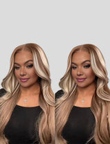 Invisible Knots P4/613 Brown With Blonde Highlighted Glueless Human Hair Wig Straight Hair Wigs