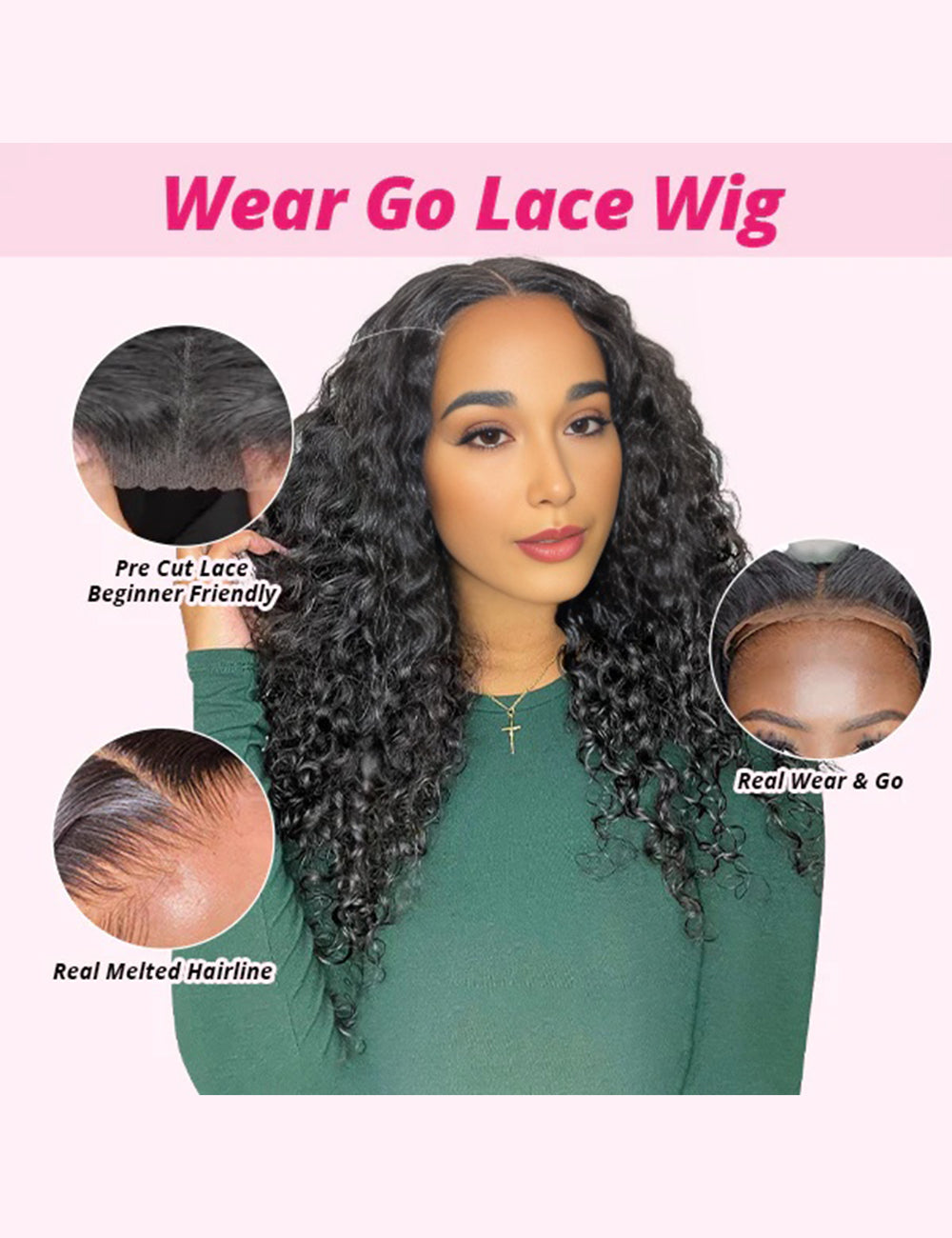 Invisible Knots Pre-Plucked Water Wave Wear Go Wigs 13x4 Lace Frontal Wigs Pre Cut Wigs-3