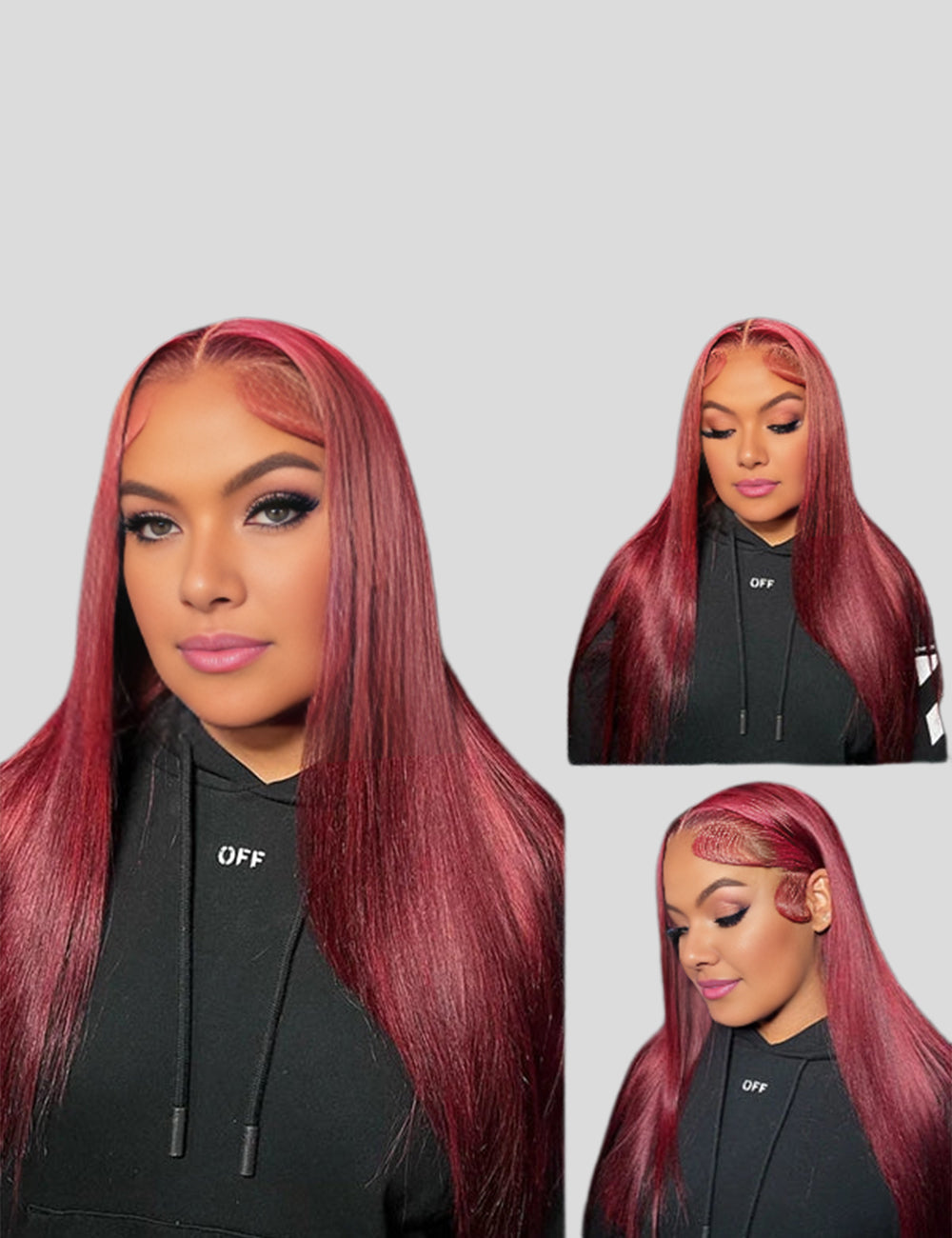 Invisible Knots Pre Cut Wear Go Glueless 99J Straight Wig HD Lace Human Hair Wigs-1