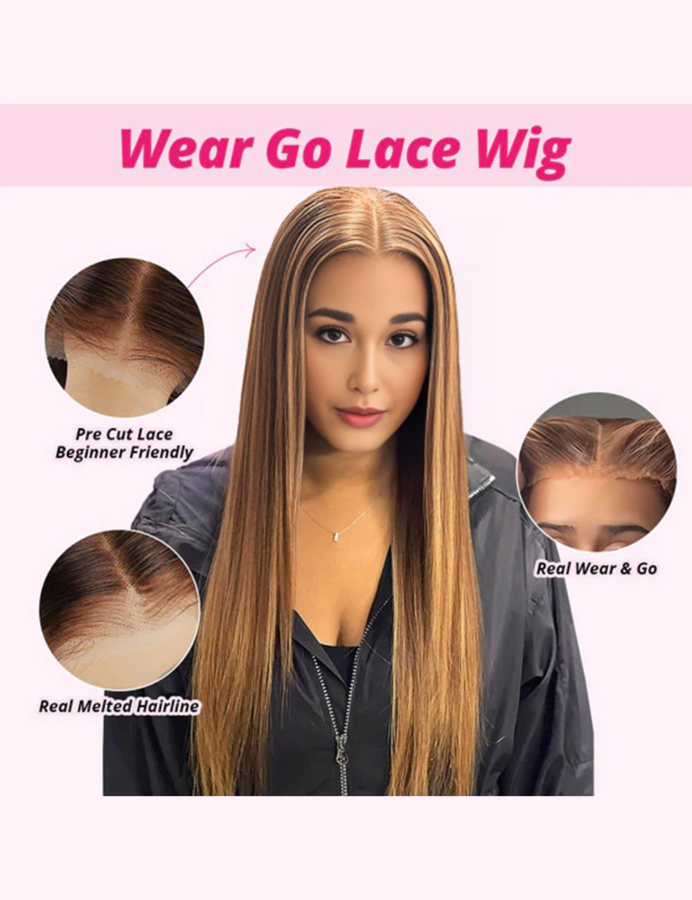 Invisible Knots Straight Hair P4/27 Highlighted Wigs Glueless Pre Cut Wigs 13*4 Lace Frontal Wig-4