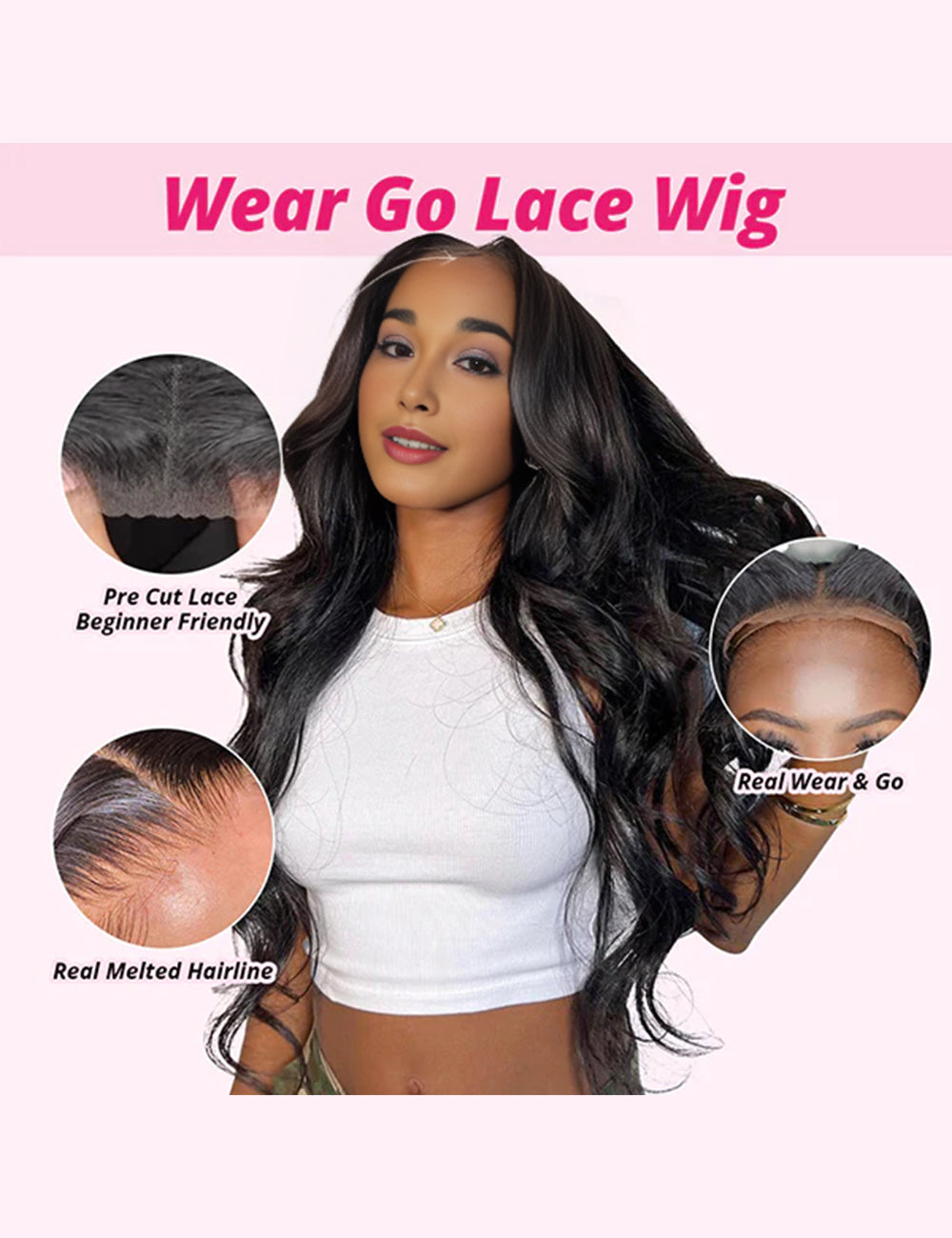 Invisible Knots Wear and Go Glueless Wigs Pre Cut Wigs Body Wave Wigs Pre-Plucked 13x4 Lace Frontal Wig-3