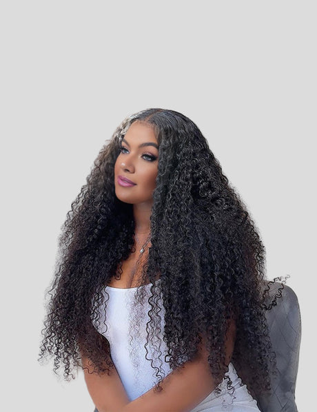 Invisible Knots Wear and Go Kinky Curly Wigs Glueless Human Hair Wig Pre Cut Wigs-2