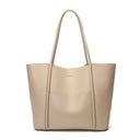 Khaki Leather Large Tote Bag With Inner Pouch Handbags For Work | PRUSES-17