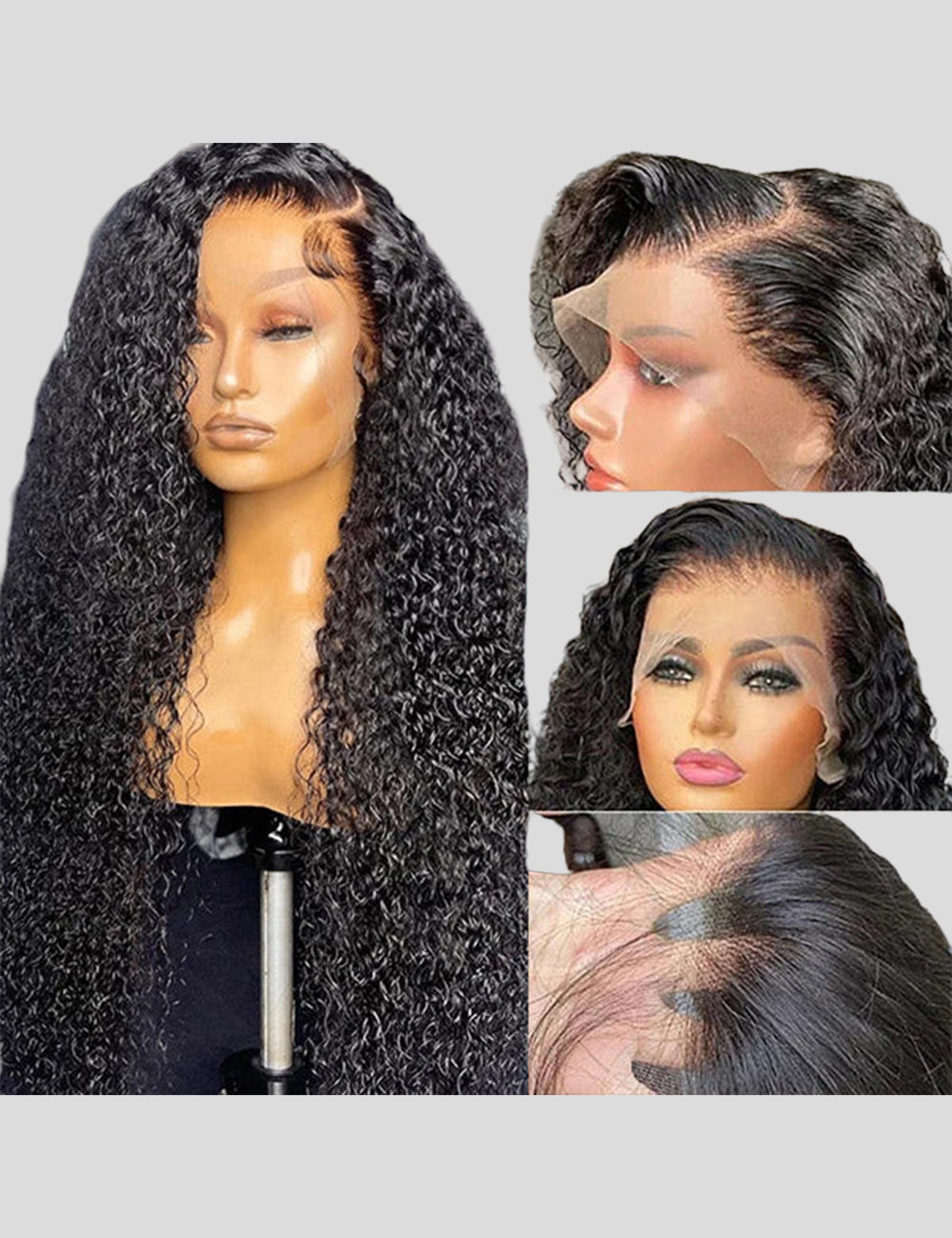 Kinky Curly Lace Front Wigs 13x4 Lace Frontal Wig Curly Hair HD Transparent Human Hair Wigs-2