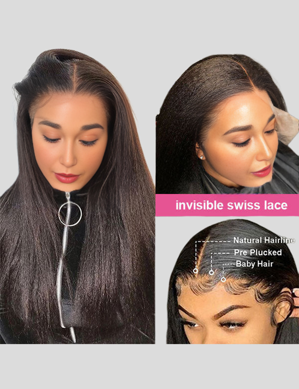 Kinky Straight Wig HD Lace Frontal Wigs Yaki Human Hair Wig 13x4 Lace Front Wigs 250 Density Wig-18