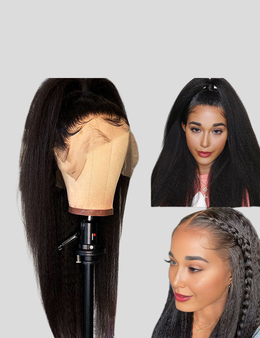 Kinky Straight Wig HD Lace Frontal Wigs Yaki Human Hair Wig 13x4 Lace Front Wigs 250 Density Wig-19