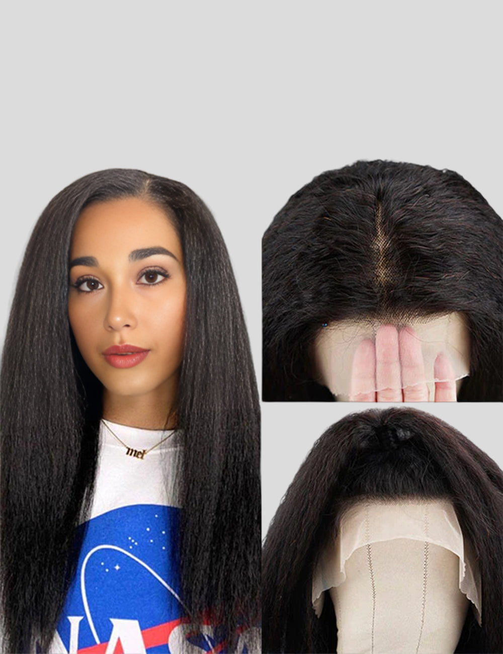 Kinky Straight Wig HD Lace Frontal Wigs Yaki Human Hair Wig 13x4 Lace Front Wigs 250 Density Wig-