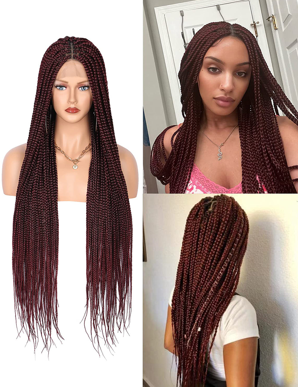 Knotless Cornrow Lace Front Box Braided Wigs-2