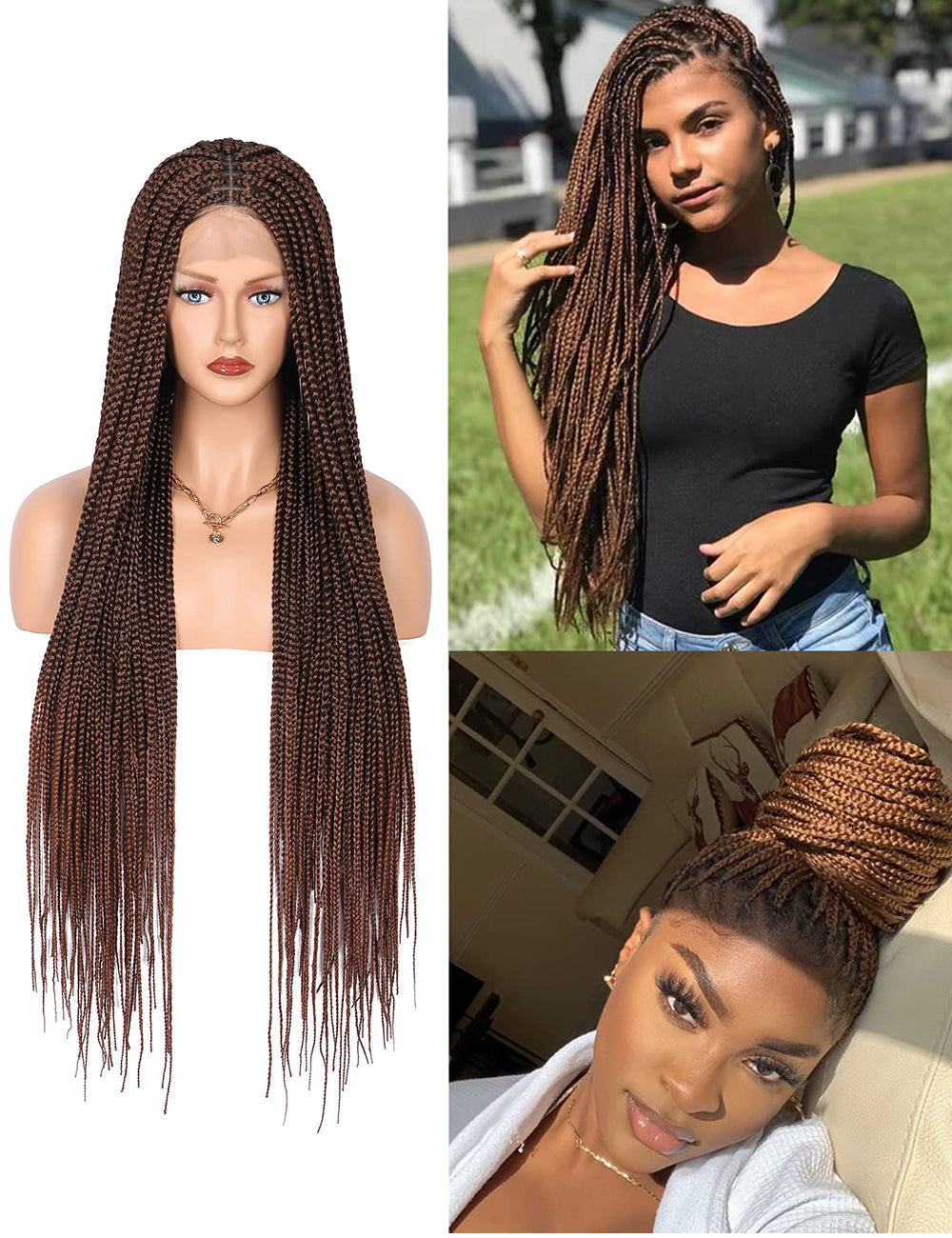 Knotless Cornrow Lace Front Box Braided Wigs-3