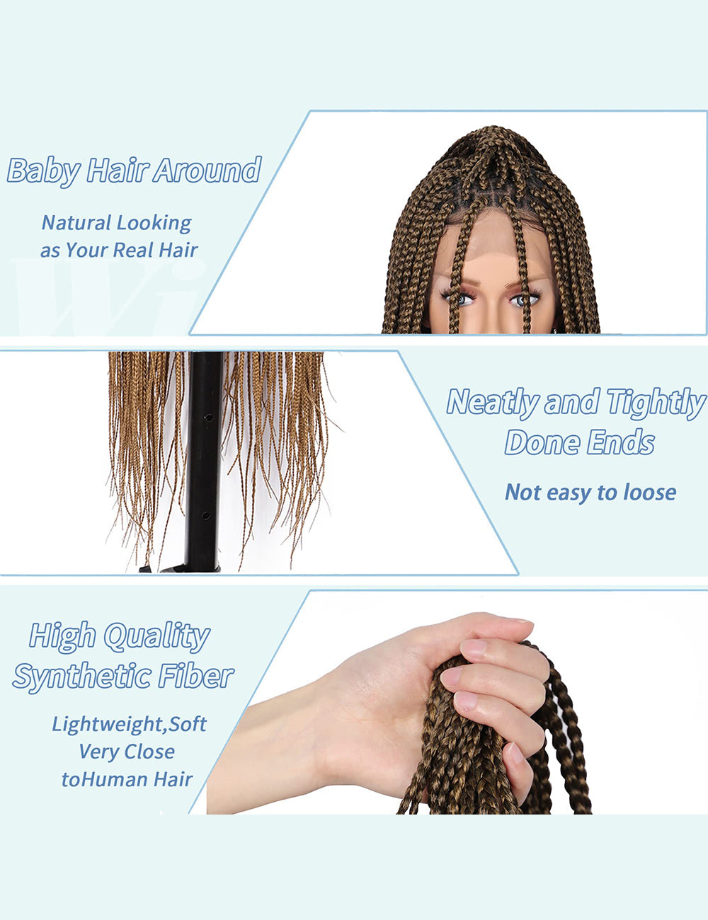 Knotless Cornrow Lace Front Box Braided Wigs-4