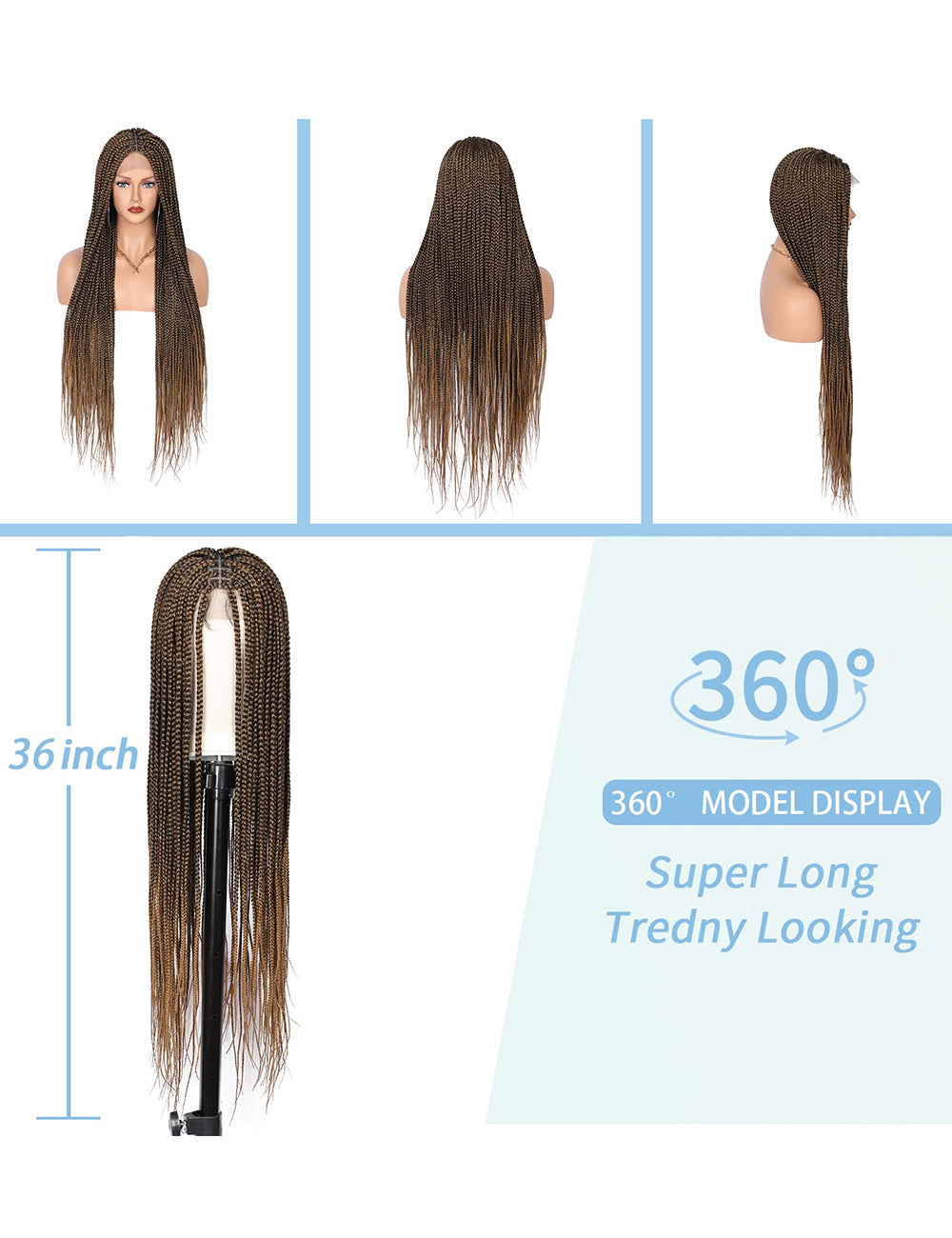 Knotless Cornrow Lace Front Box Braided Wigs-6