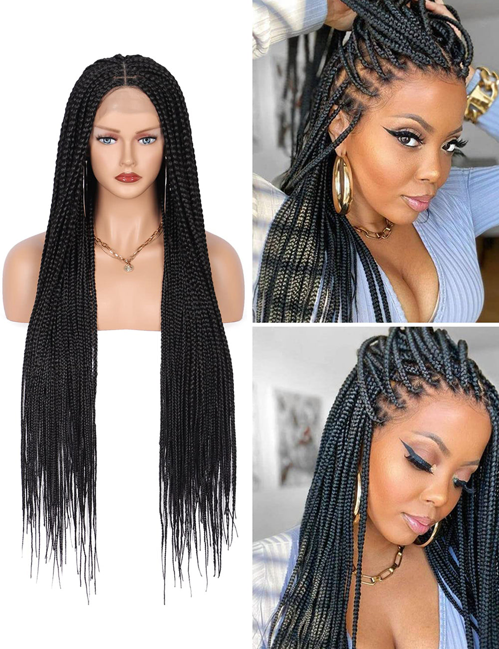 Knotless Cornrow Lace Front Box Braided Wigs