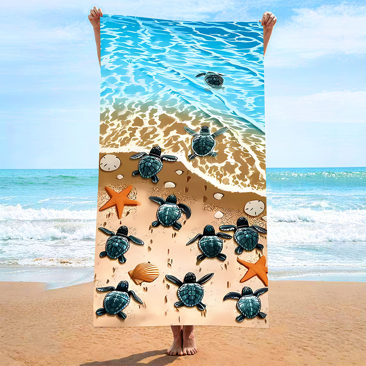 Large Turtle Print Beach Towel Microfiber Bath Towel | PRUSES