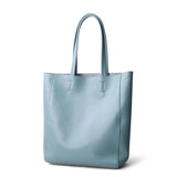 Light Blue Horizontal Soft Leather Tote Bag for Women | PRUSES-1