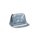Light Blue Oiled Leather Chain Crossbody Purse Flap Shoulder Bag-1