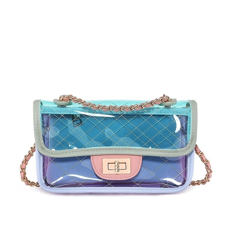 Light Green Clear Crossbody Purse with Chain | PRUSES-1