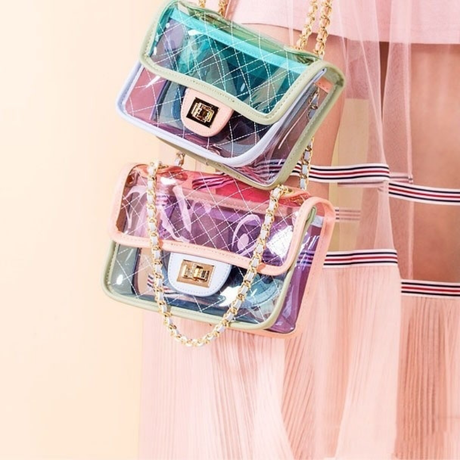 Light Green Clear Crossbody Purse with Chain | PRUSES-10