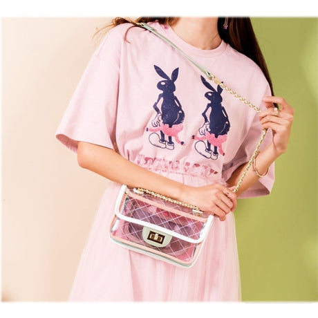 Light Green Clear Crossbody Purse with Chain | PRUSES-5