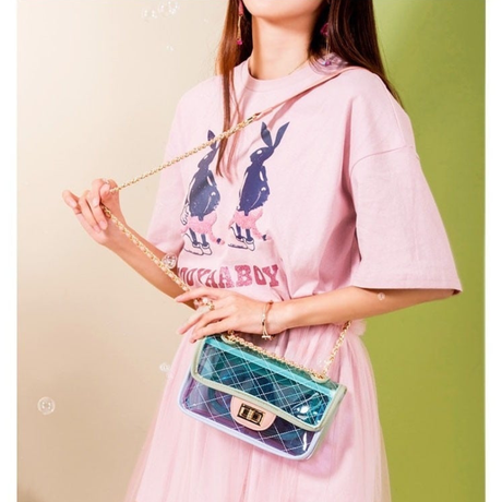 Light Green Clear Crossbody Purse with Chain | PRUSES-6