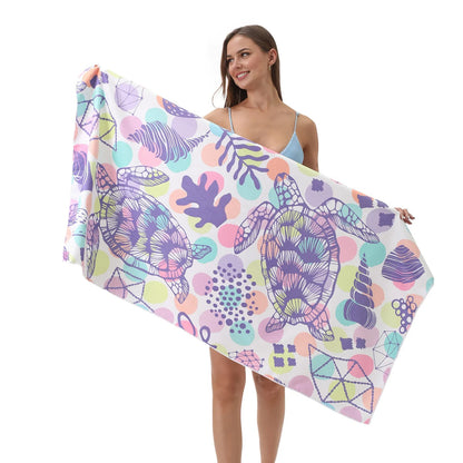 Lilac Turtle Print Beach Towel | PRUSES-2