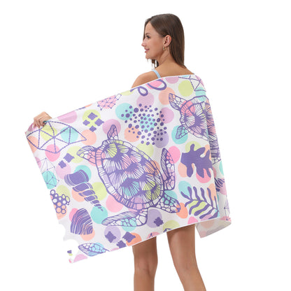 Lilac Turtle Print Beach Towel | PRUSES-3
