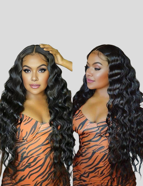 Long 3D Undetectable 32" 34" 36" 38" 40" Glueless Human Hair Wigs, 180% Density 13x4 Straight Body Wave Loose Deep Wave Curly Lace Front Wig-12