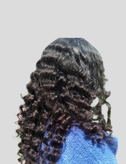 Loose Deep Wave Natural Black 4x4 Transparent Lace Closure Pre Plucked Wig with Baby Hair-1
