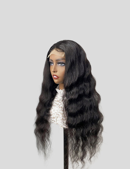 Loose Deep Wave Natural Black 4x4 Transparent Lace Closure Pre Plucked Wig with Baby Hair-2