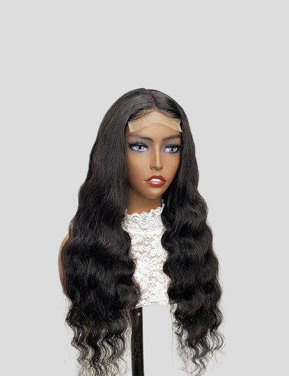 Loose Deep Wave Natural Black 4x4 Transparent Lace Closure Pre Plucked Wig with Baby Hair-3