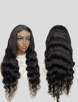 Loose Deep Wave Natural Black 4x4 Transparent Lace Closure Pre Plucked Wig with Baby Hair-4