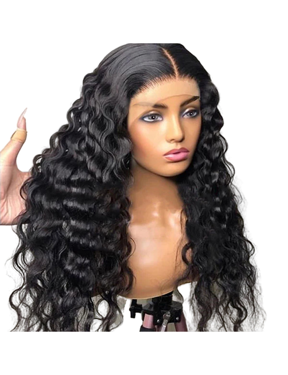 Loose Deep Wave Pre Bleached Wig Glueless 13x6 Lace Front Wig 180 % Density 40 Inch Human Hair Wig-1