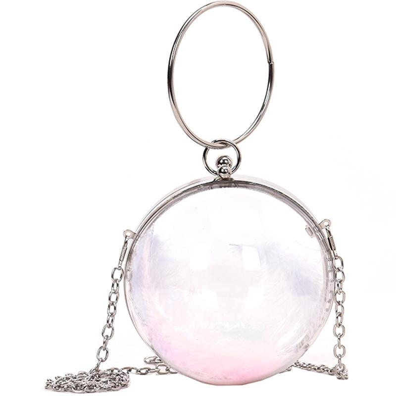 Metal Round Handle Sphere Clear Bags Transparent Crosdbody Summer Bags| PRUSES-1