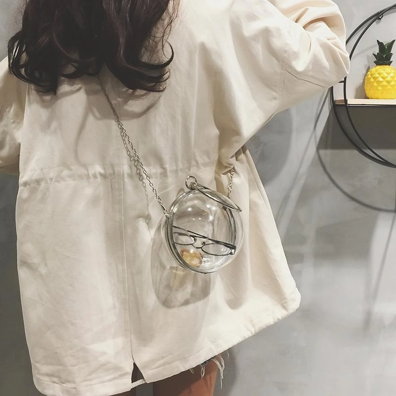 Metal Round Handle Sphere Clear Bags Transparent Crosdbody Summer Bags| PRUSES-11