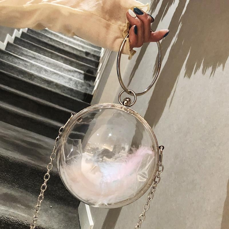 Metal Round Handle Sphere Clear Bags Transparent Crosdbody Summer Bags| PRUSES-5