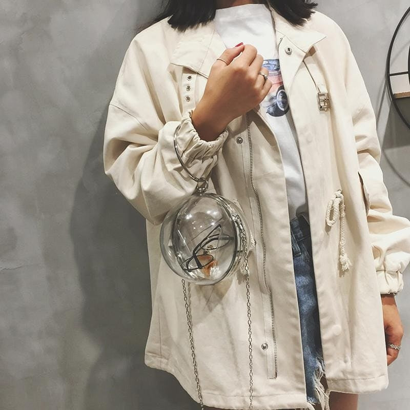 Metal Round Handle Sphere Clear Bags Transparent Crosdbody Summer Bags| PRUSES-7