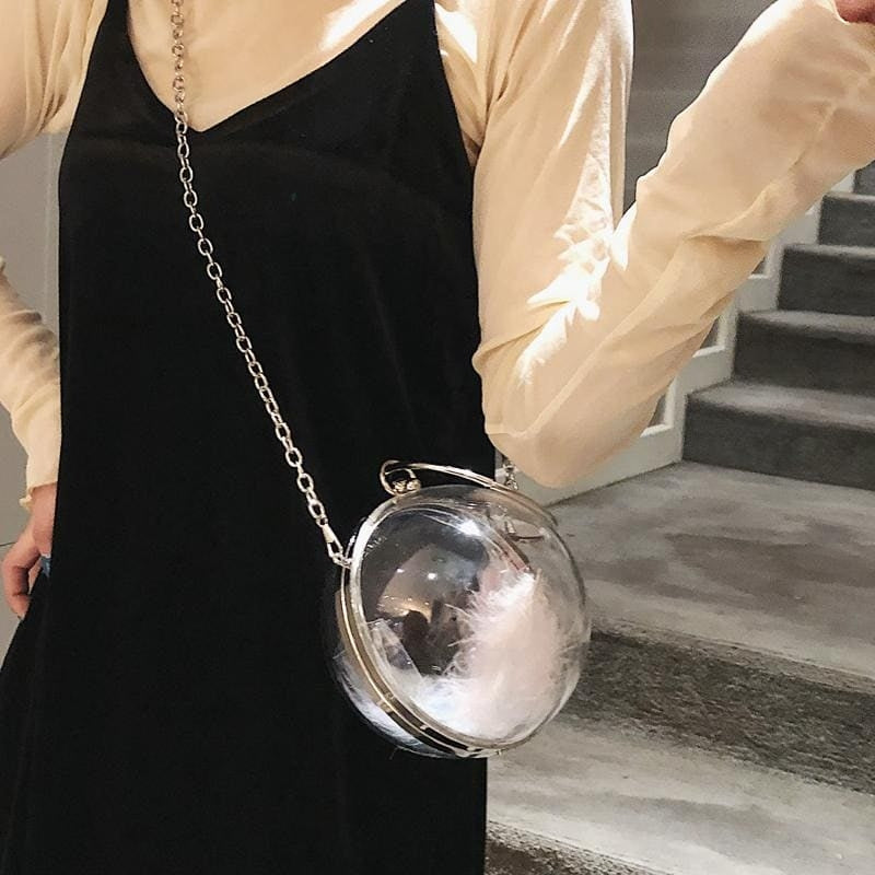 Metal Round Handle Sphere Clear Bags Transparent Crosdbody Summer Bags| PRUSES-9
