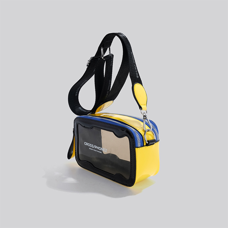 Neon Black Clear Jelly Bag Zip Crossbody Cameral Bag with Wide Strap | PRUSES-1
