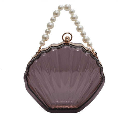 Neon Black Pearl Strap Transparent Clutch Bags Small Clear Purses