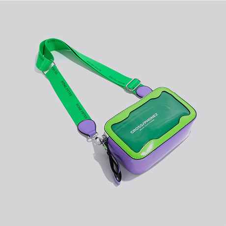 Neon Green Clear Jelly Bag Zip Crossbody Cameral Bag with Wide Strap | PRUSES-1