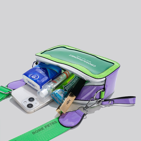 Neon Green Clear Jelly Bag Zip Crossbody Cameral Bag with Wide Strap | PRUSES-2